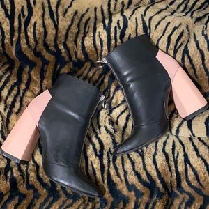 Zara two tone O-ring zipper booties